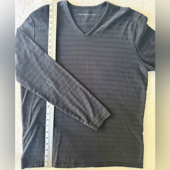 EUC John Varvatos USA Textured Slub Knit V-Neck Long Sleeve Shirt Black L - Picture 4 of 9